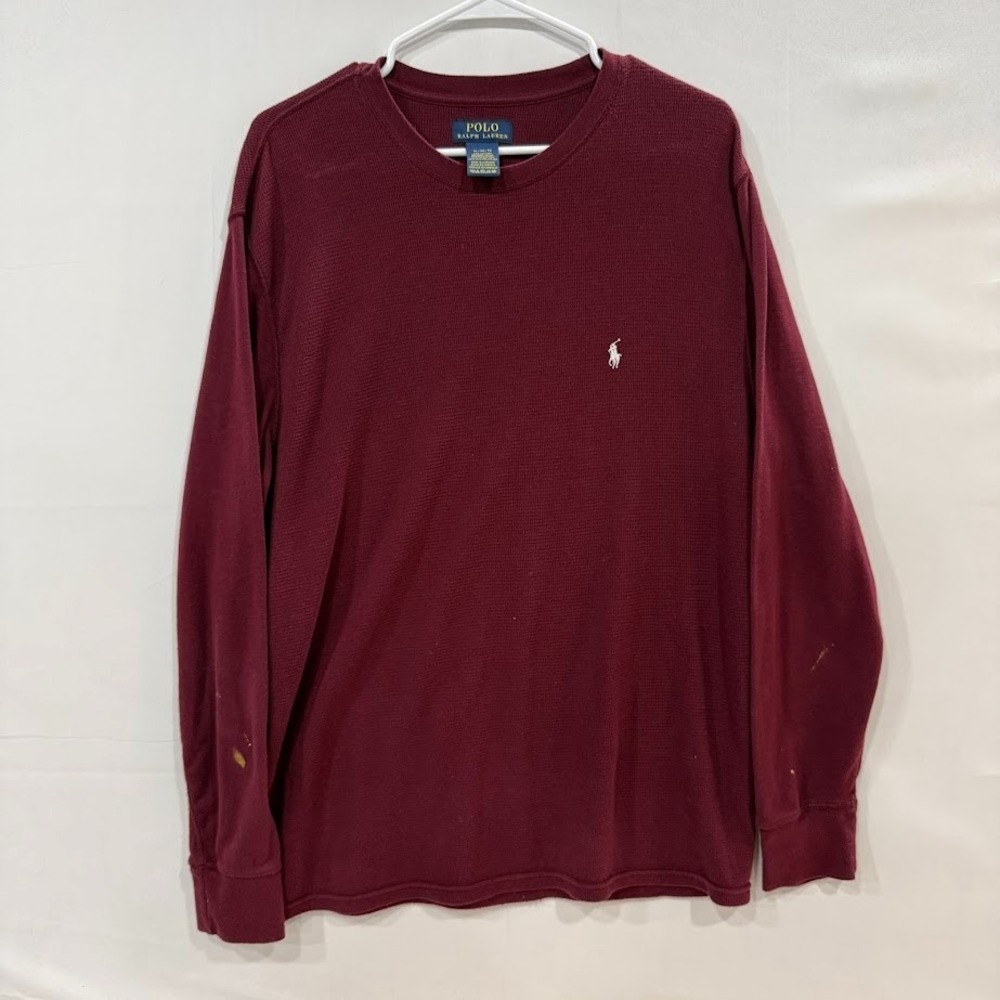 Polo Ralph Lauren Thermal Long Sleeve‎ Shirt Burgundy Red Waffle Knit Men's XL
